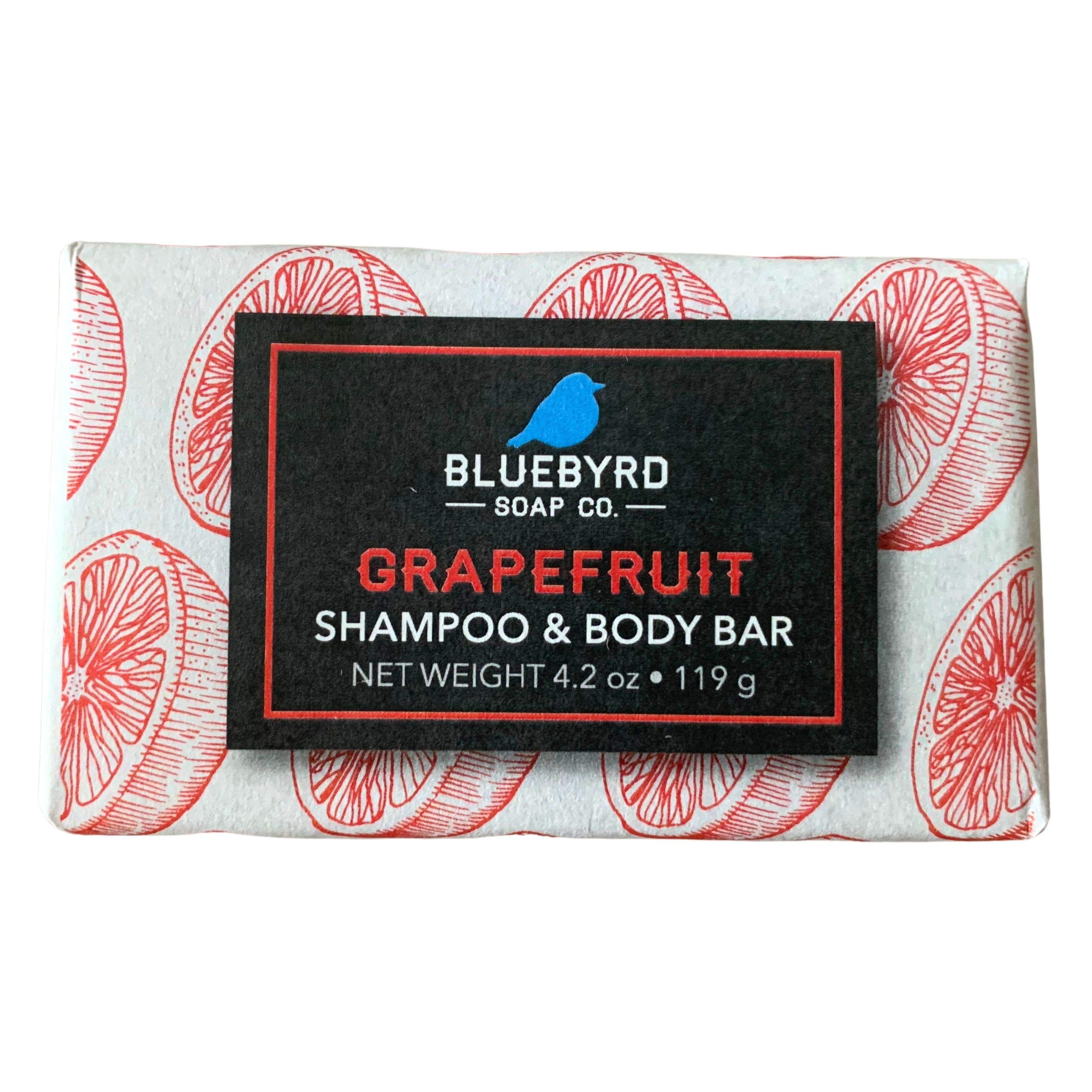Bluebyrd Soap Co. Grapefruit Natural Shampoo Bar | Travel & Eco-Friendly Solid Hair Wash Bar for All Hair Types, Beard, Shaving | Paraben, Sulfate, Alcohol, & Plastic Free | Vegan 4.2oz (GRAPEFRUIT)
